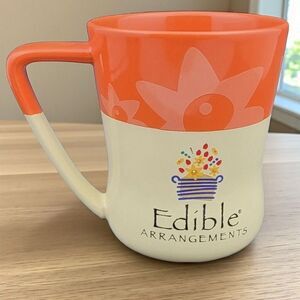 Edible Arrangements Coffee Mug Orange & Cream Floral Logo Jumbo Cup